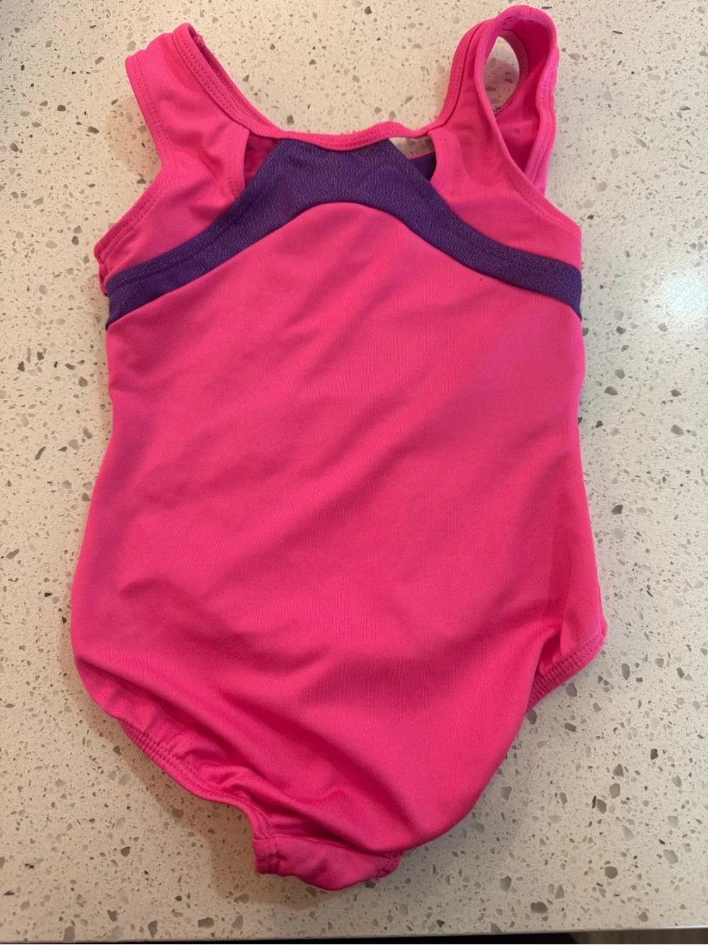 Girls' Bright Pink leotard with Purple Lining - Size 4/5